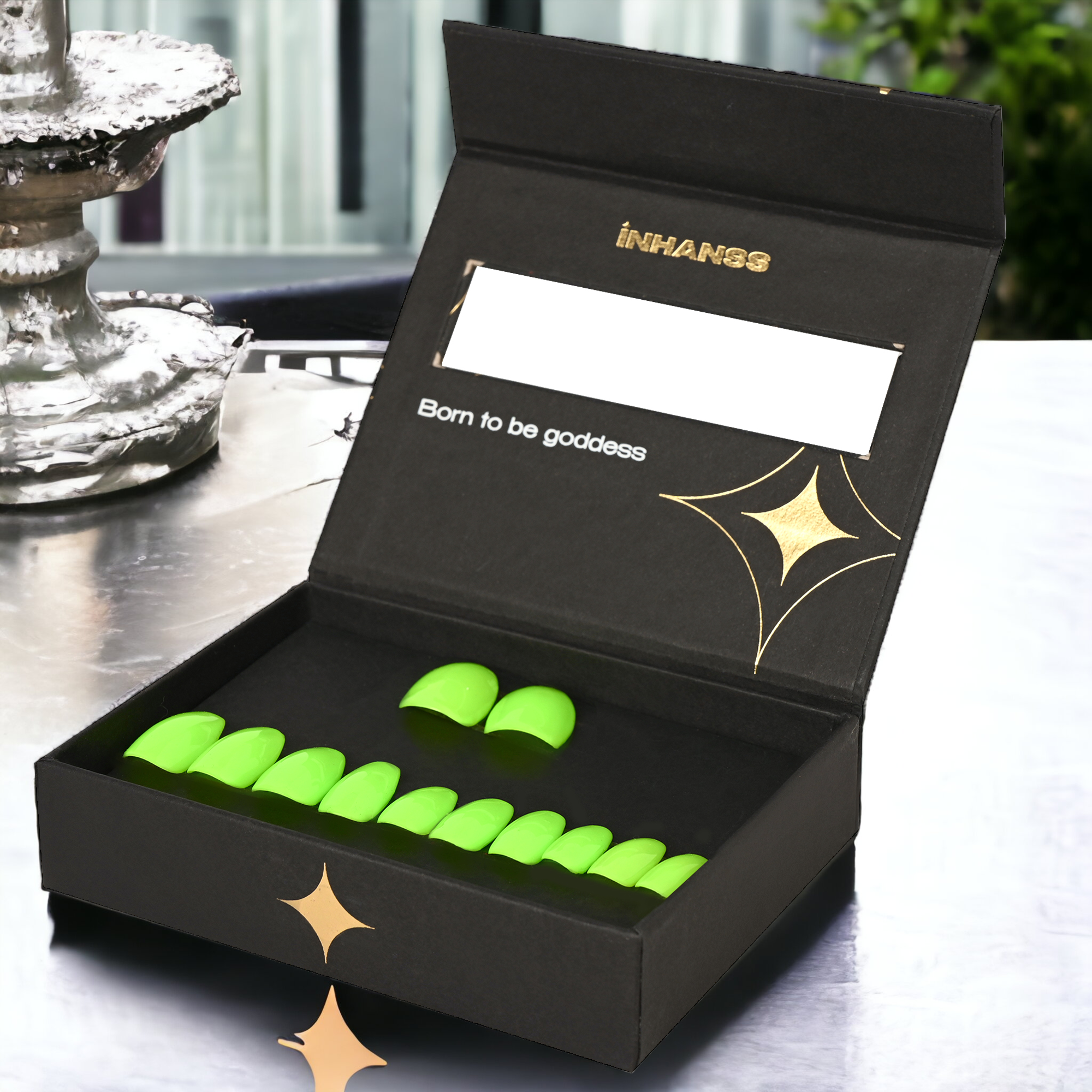 Handmade Reusable Premium Press on With Nail Tabs : Naughty Neon