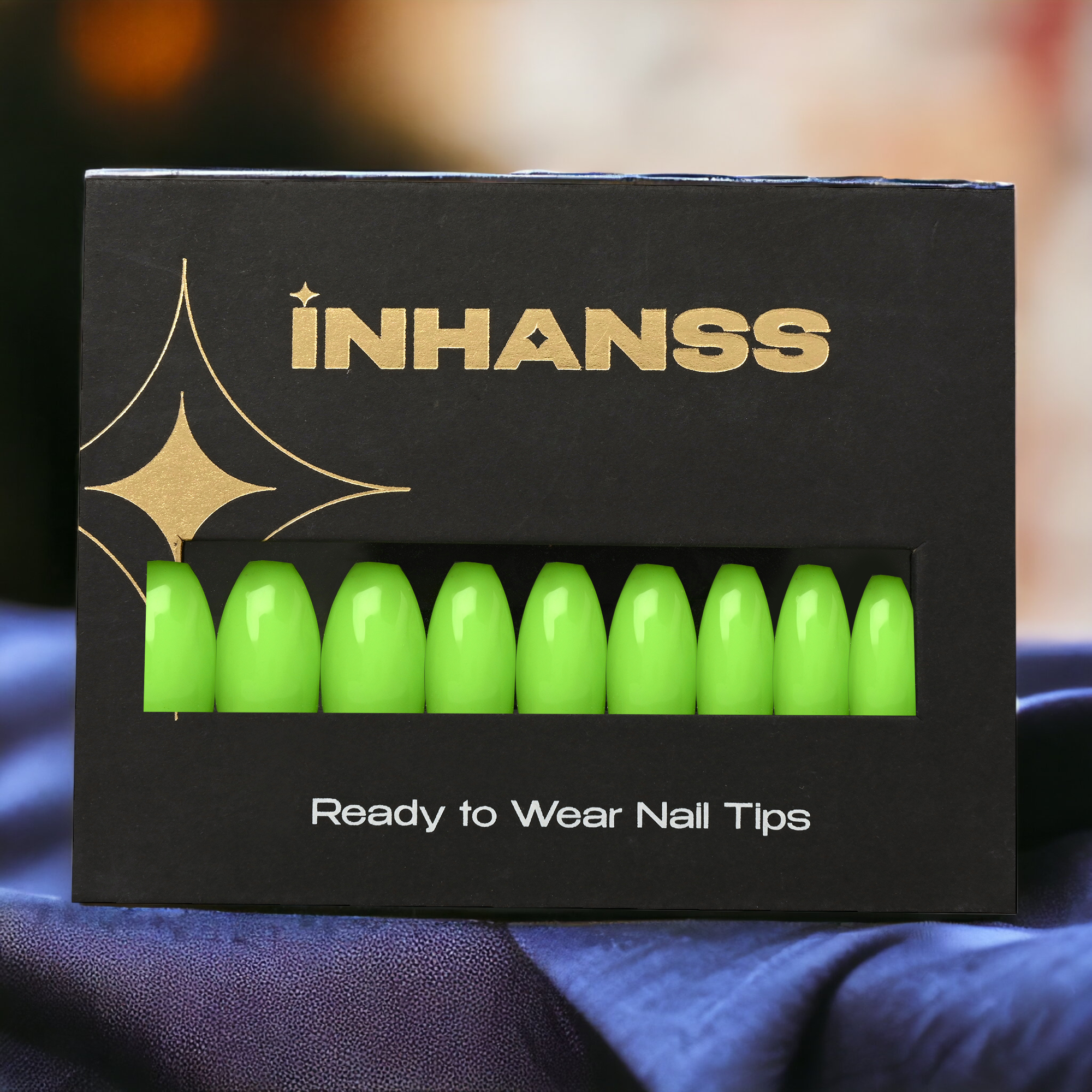Handmade Reusable Premium Press on With Nail Tabs : Naughty Neon
