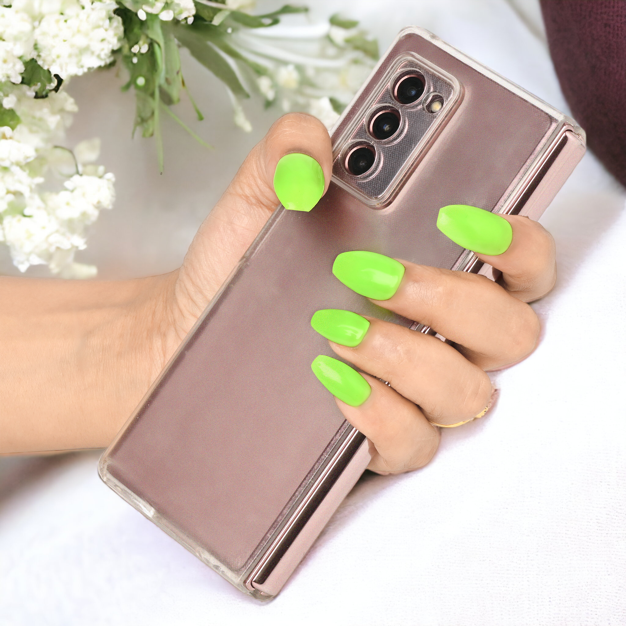 Handmade Reusable Premium Press on With Nail Tabs : Naughty Neon