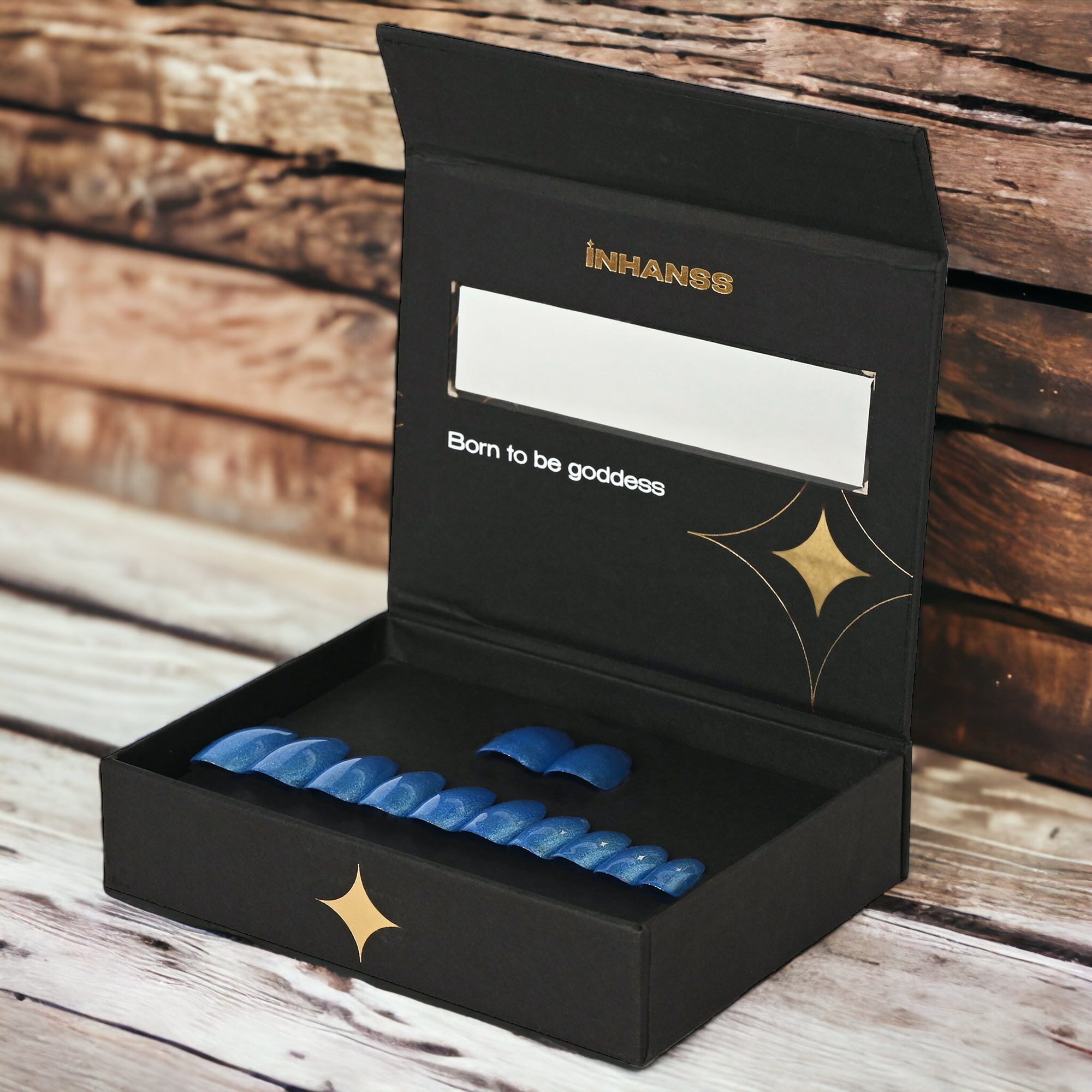 Handmade Reusable Premium Press on Nail With Nail Tabs : Blaring Blue