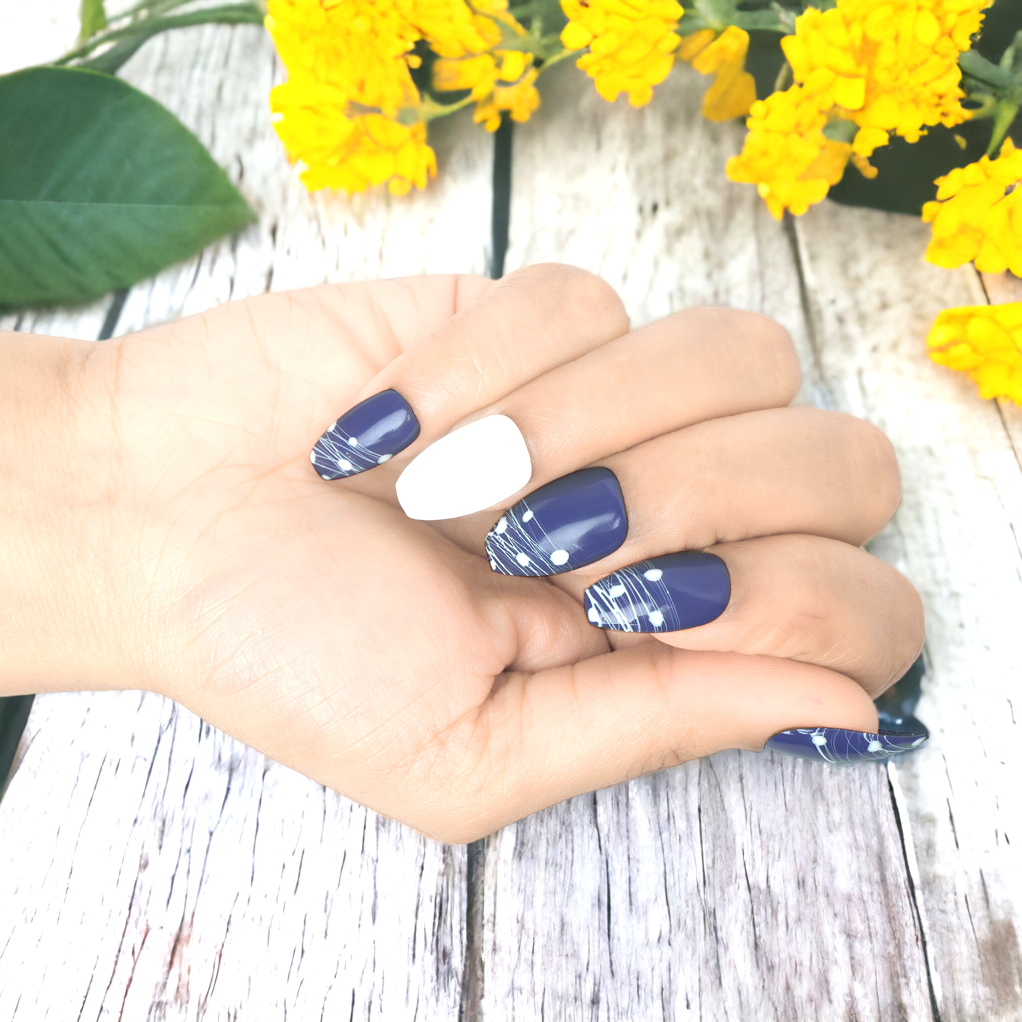 Handmade Reusable Premium Press on Nail Art Kit : Beautiful Blue