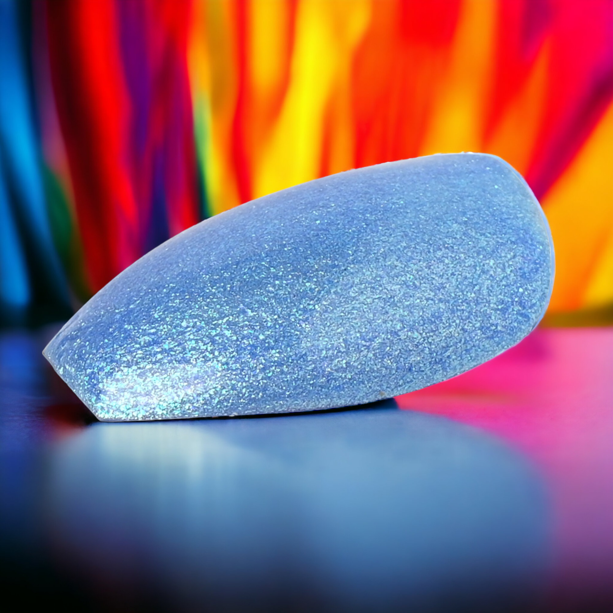 Handmade Reusable Premium Press on Nail With Nail Tabs : Blaring Blue