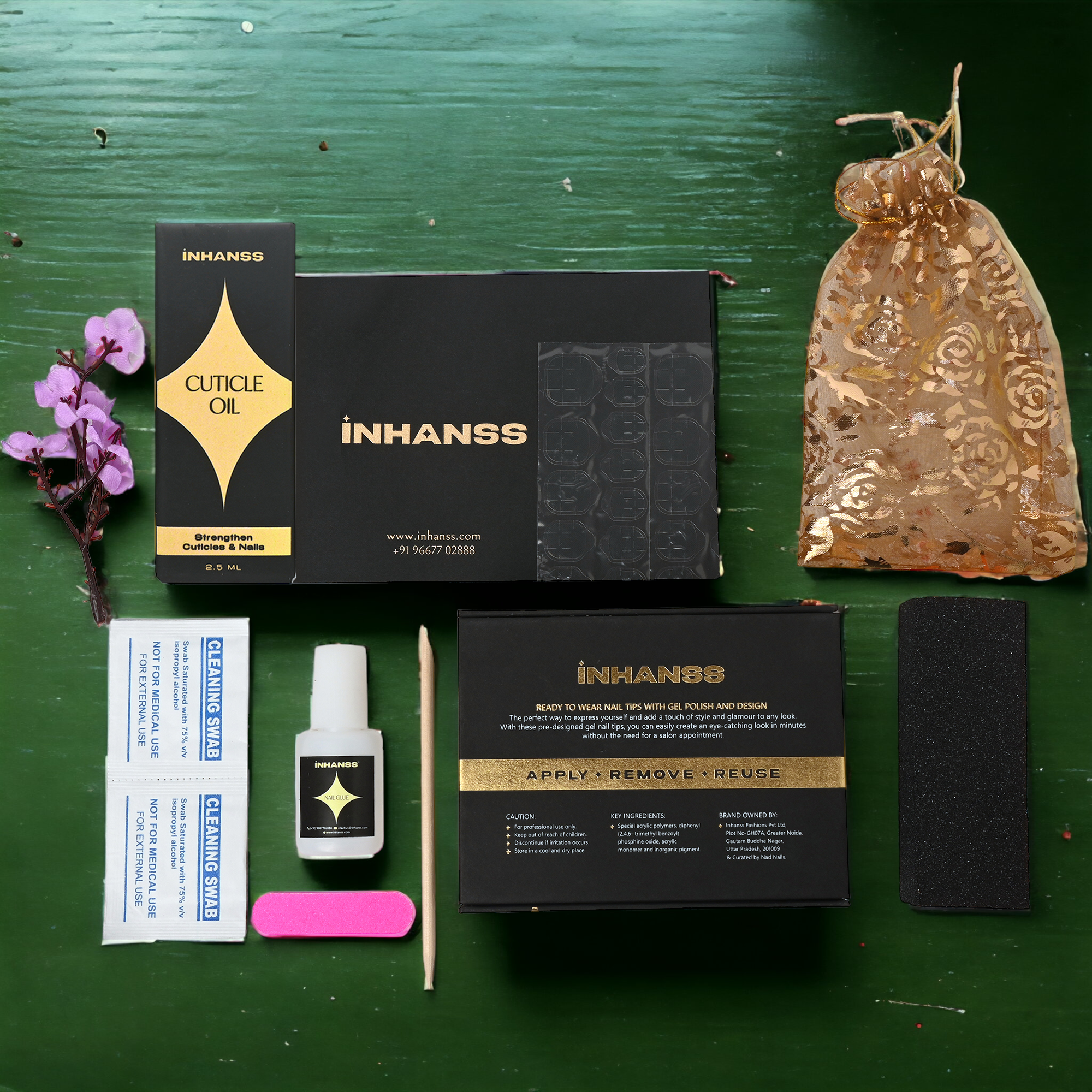 Handmade Reusable Premium Press on Nail Art Kit : Blaring Blue