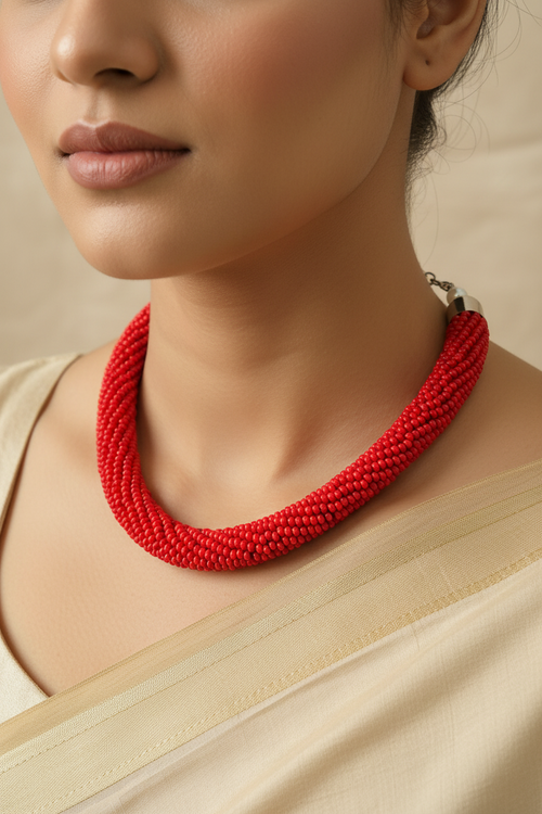 Fiery Elegance Rope Necklace-Handmade