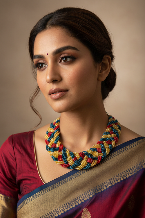 Vivid Harmony Crochet Necklace- Handmade