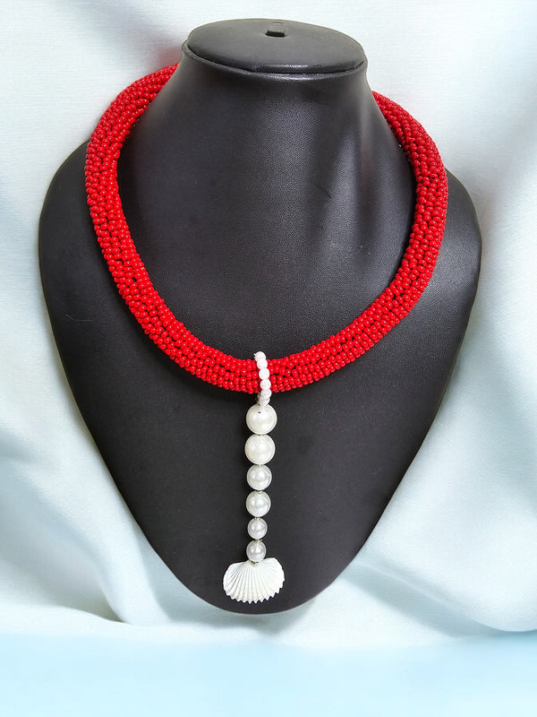 Scarlet Symphony Rope Necklace - Handmade