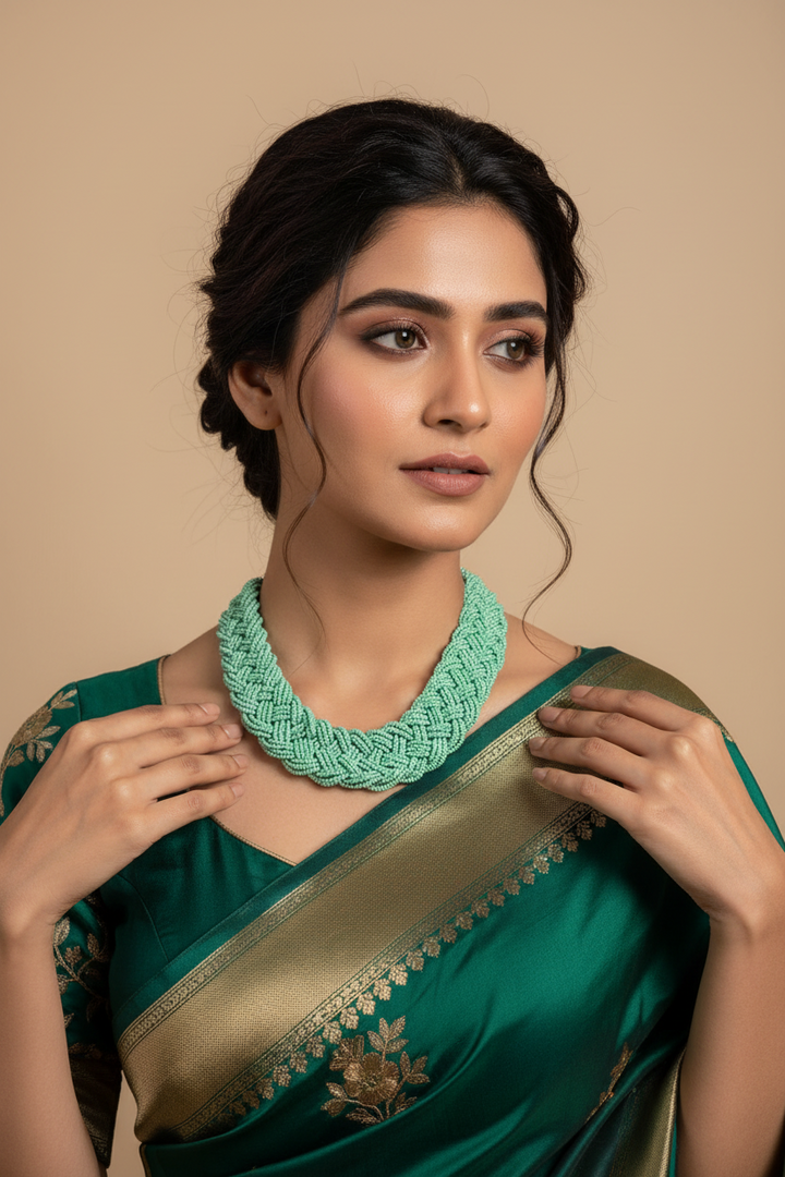 Mint Majesty Multi-Layered Handmade Necklace Set – INHANSS