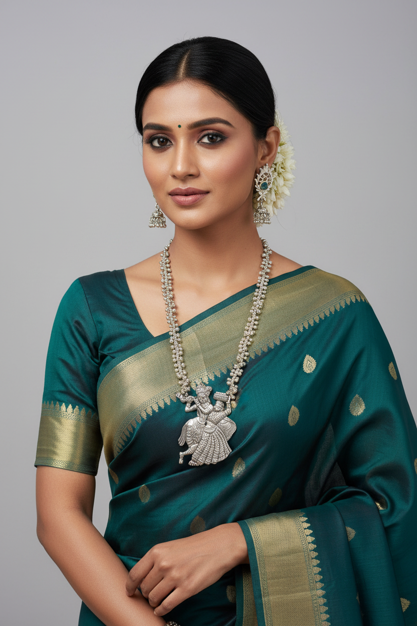 Divine Melody Oxidized Krishna Radha Necklace Set-Handmade – INHANSS