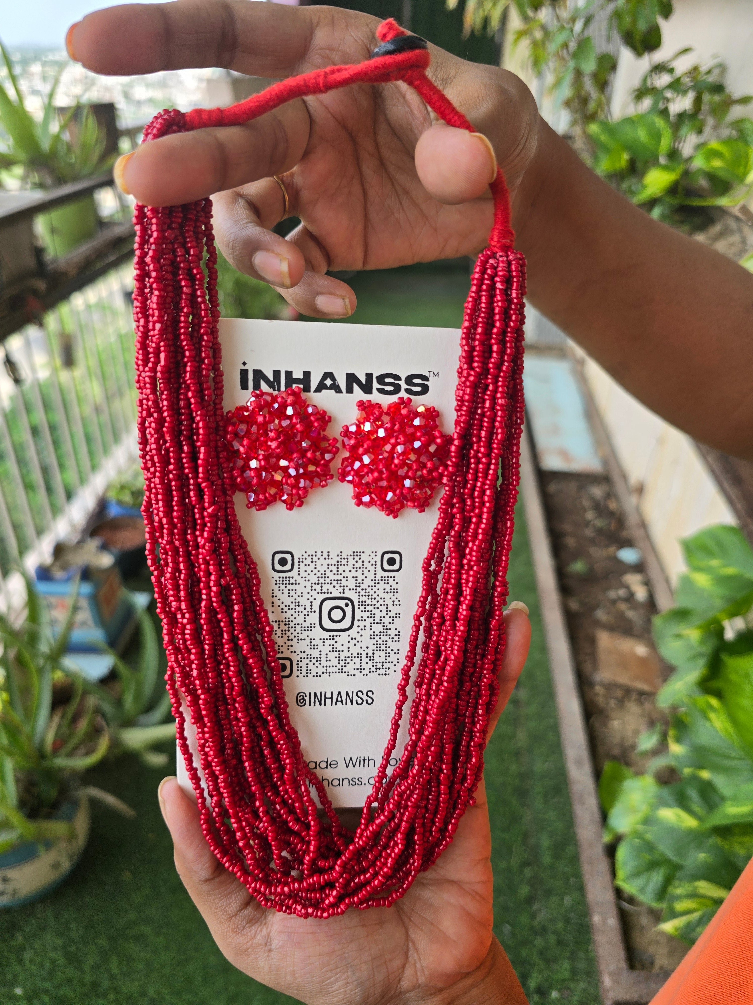 Crimson Tide Beaded Necklace Set (20 Layers)