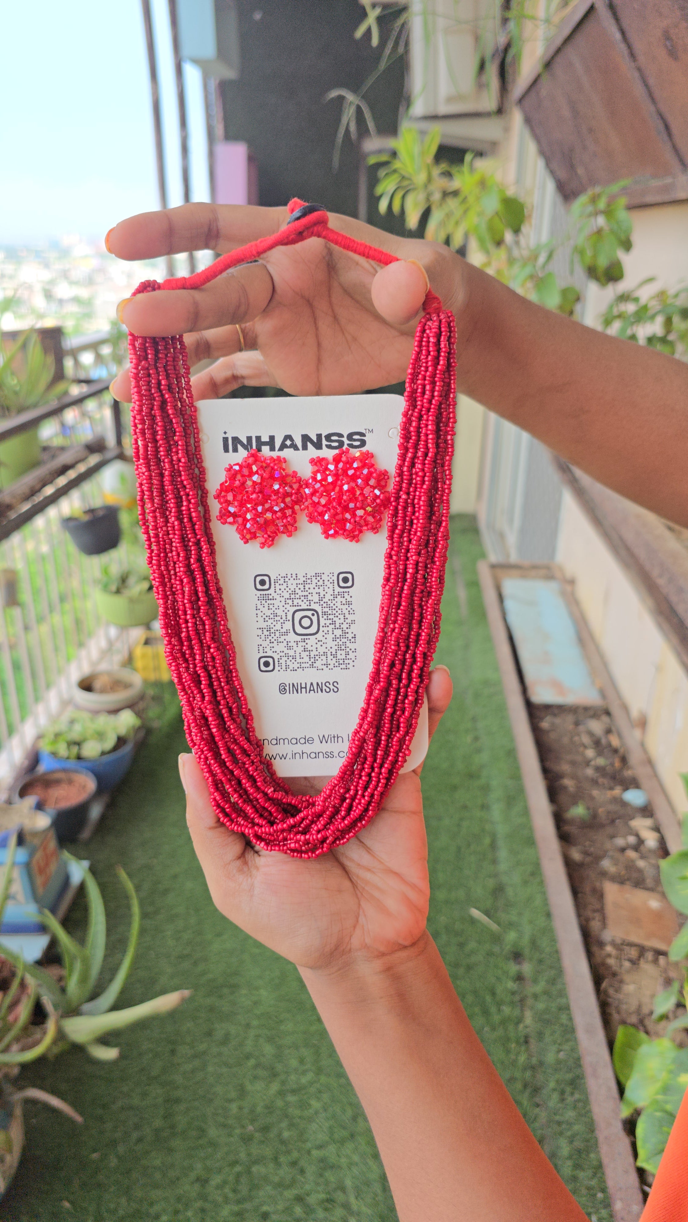 Crimson Tide Beaded Necklace Set (20 Layers)