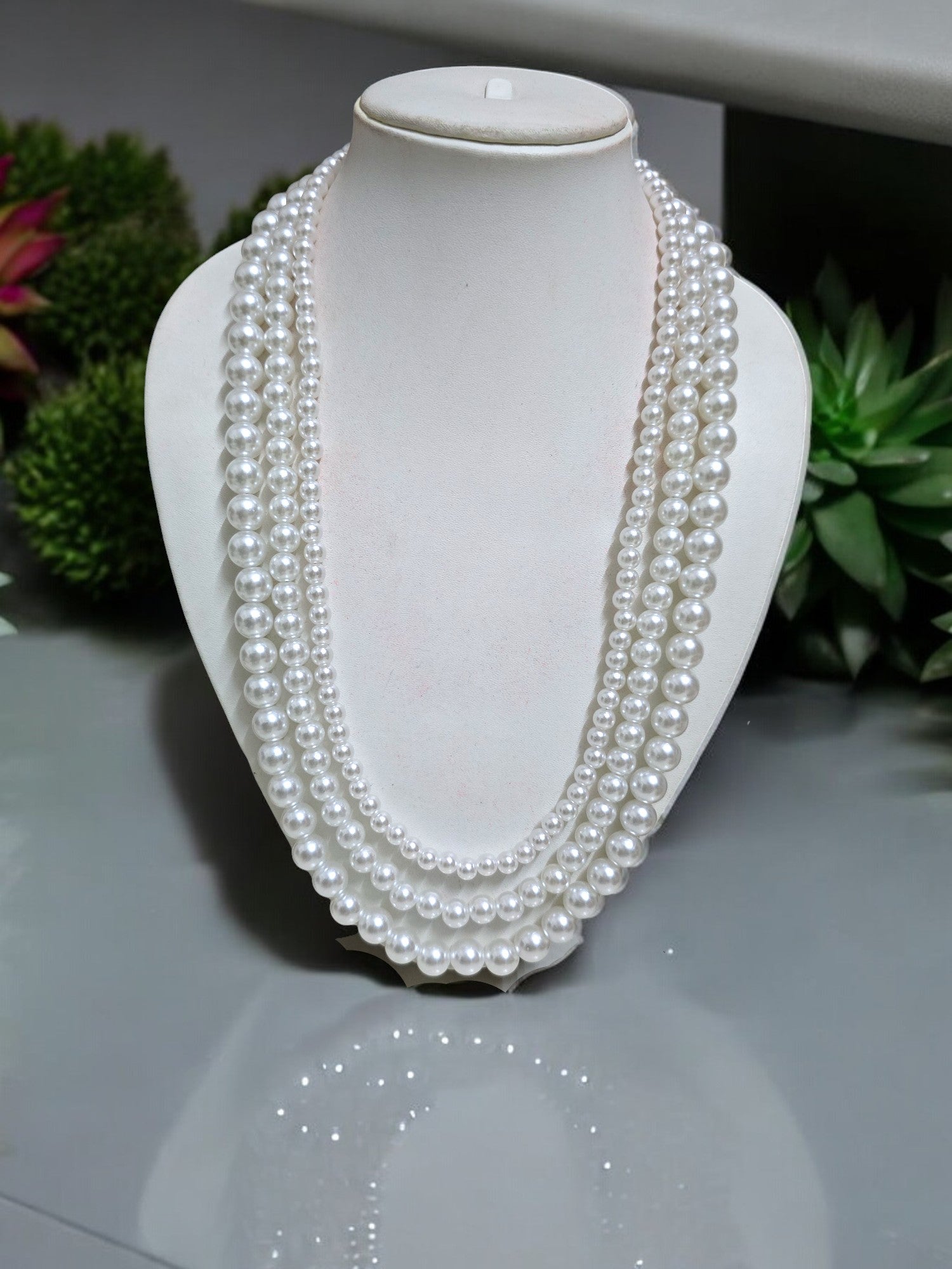 Ethereal Elegance: Handmade 3 Layered Pearl Necklace