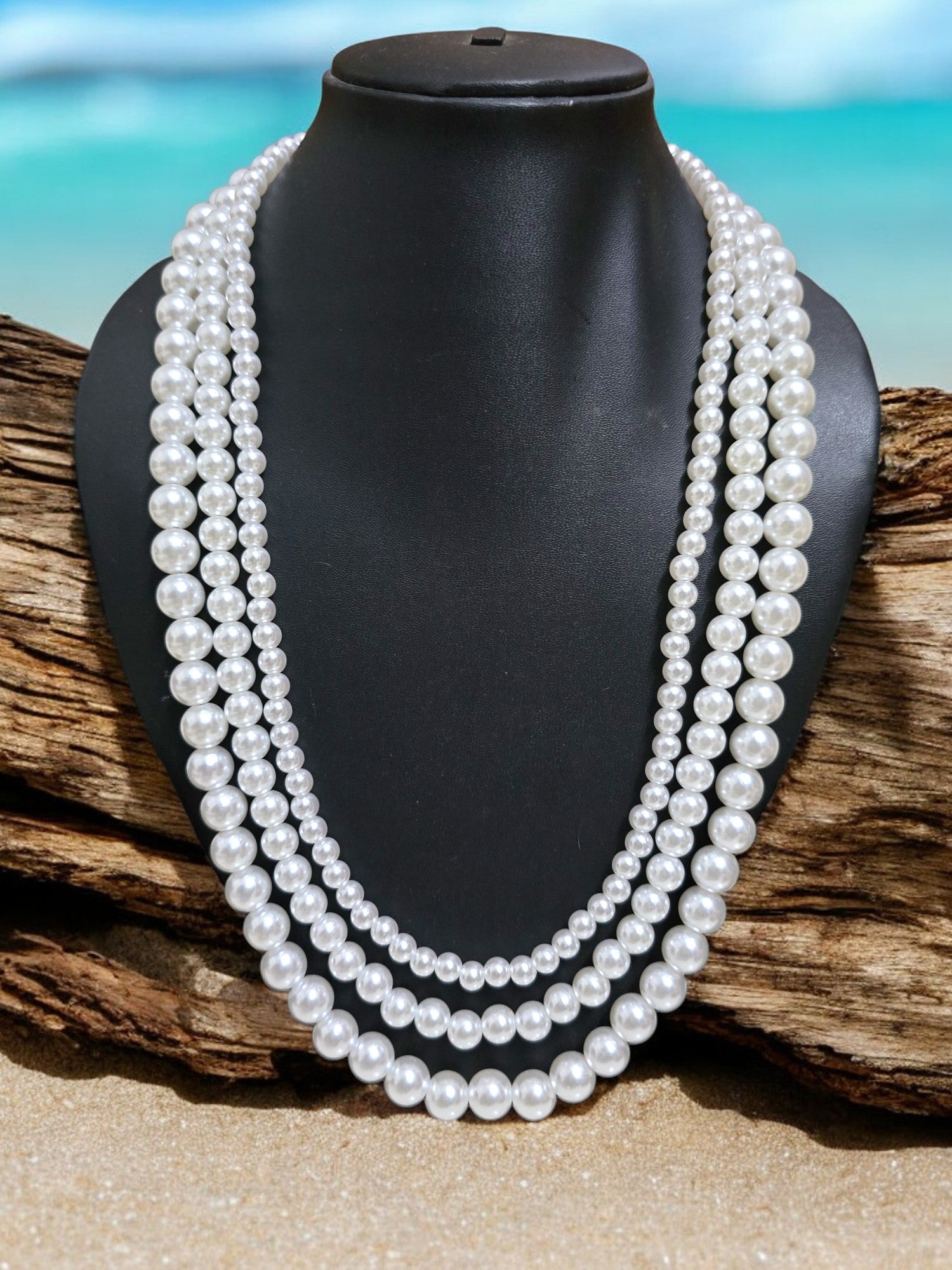 Ethereal Elegance: Handmade 3 Layered Pearl Necklace