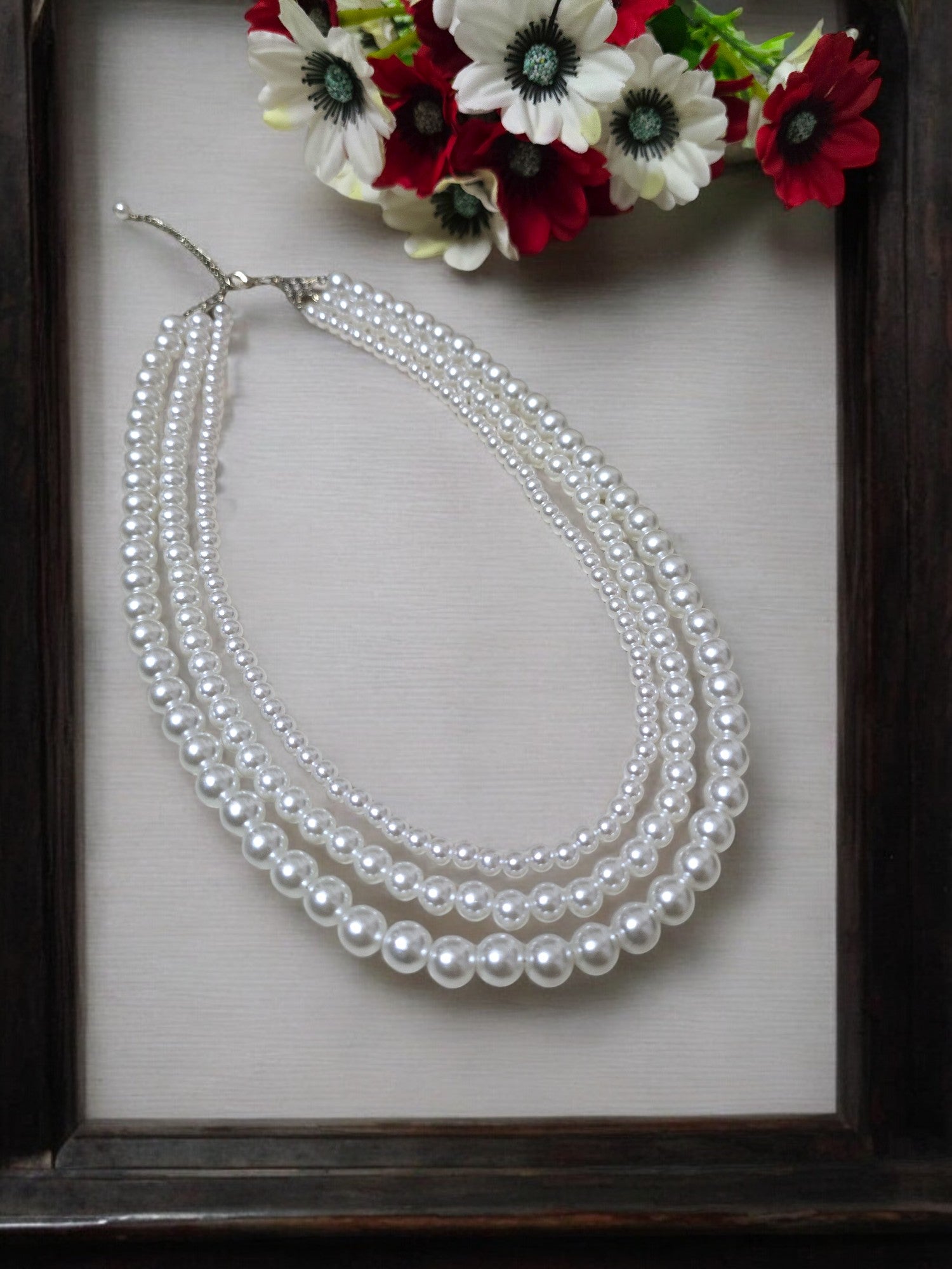 Ethereal Elegance: Handmade 3 Layered Pearl Necklace