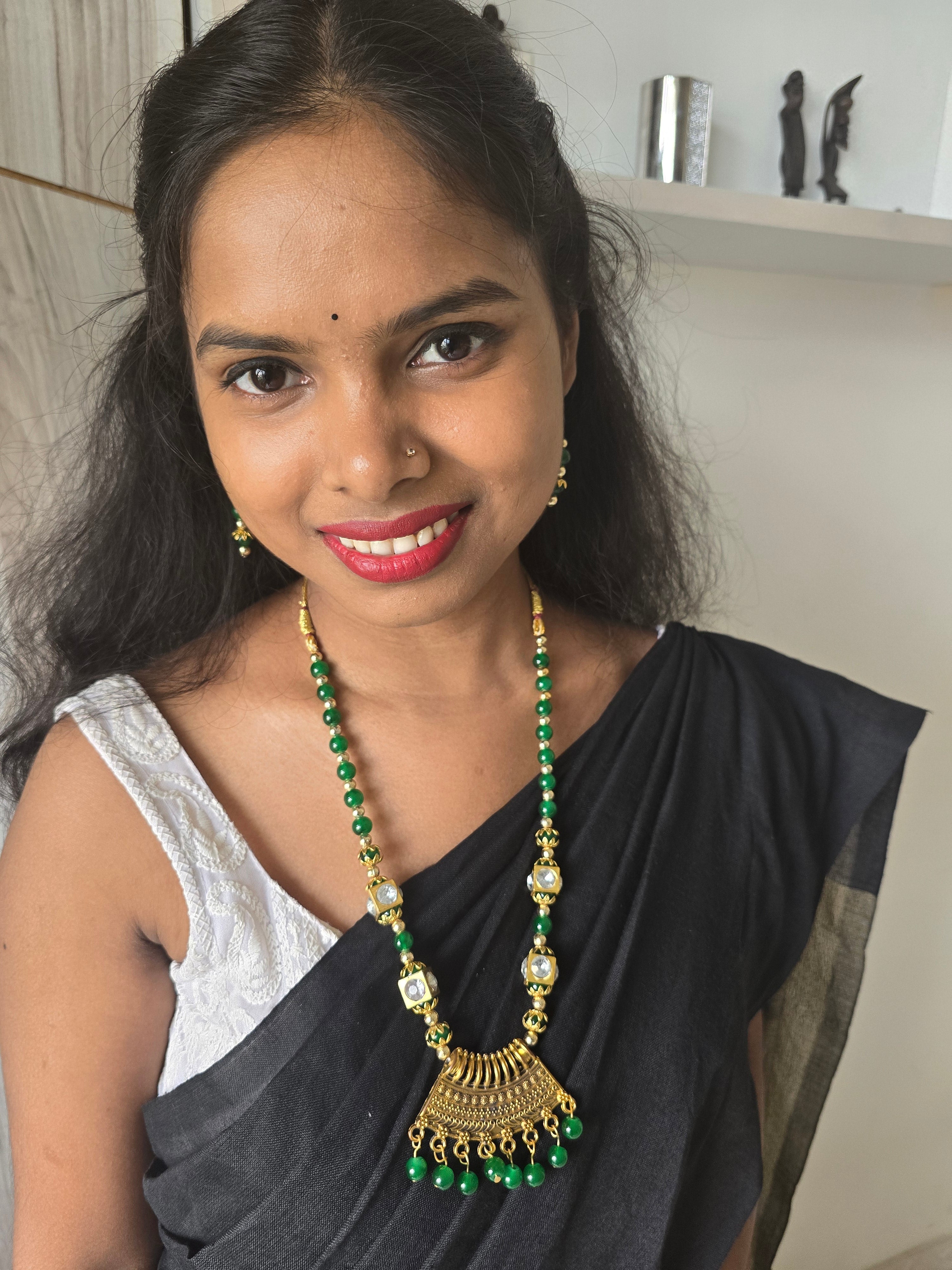 Emerald Enchantress Handmade Necklace  & Earrings Set