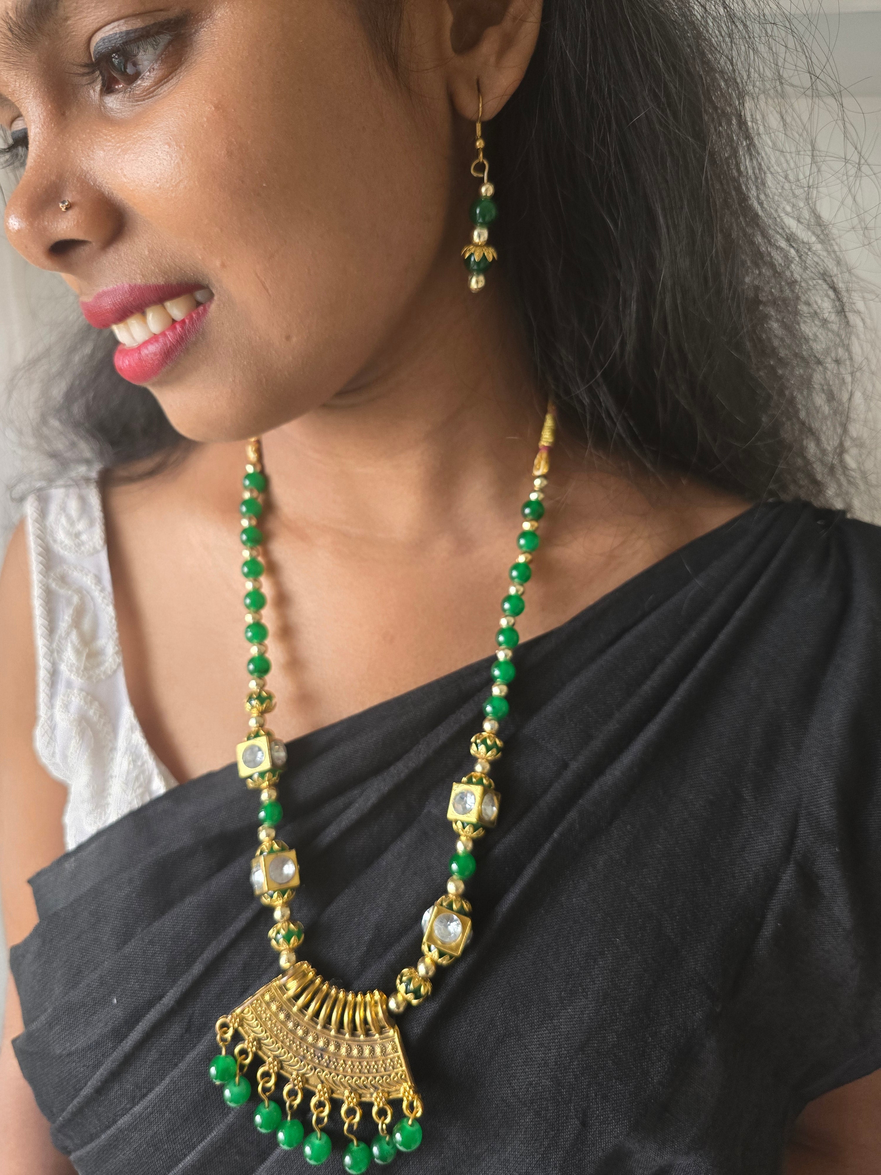 Emerald Enchantress Handmade Necklace  & Earrings Set