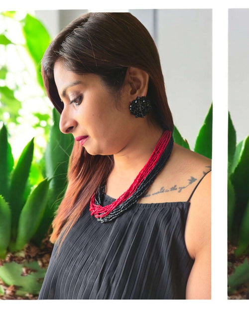 Dual Tone Multicoloured Beaded Necklace - 2 Colour Combo Available