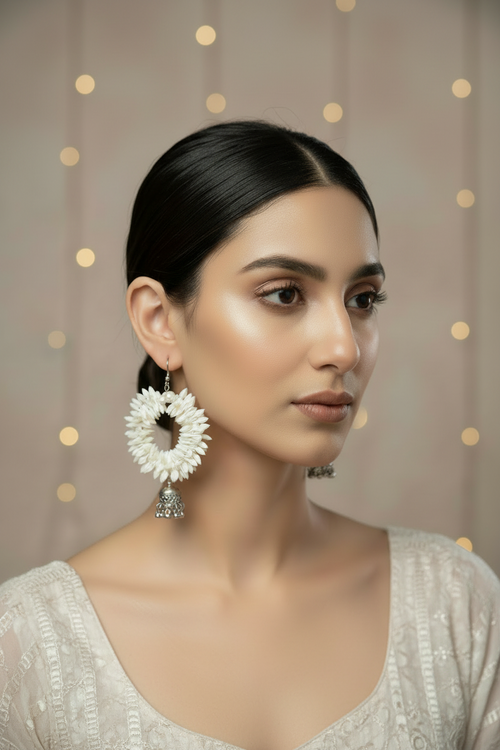 Ivory Bloom Bell Hoops