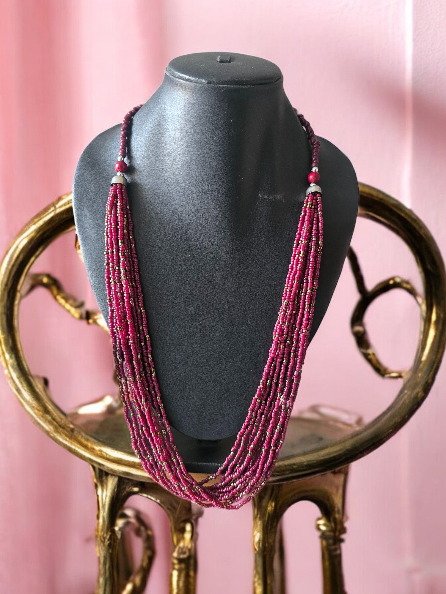 Handmade 12 Layered Long Beaded Necklace & Set - 5 Colours Available