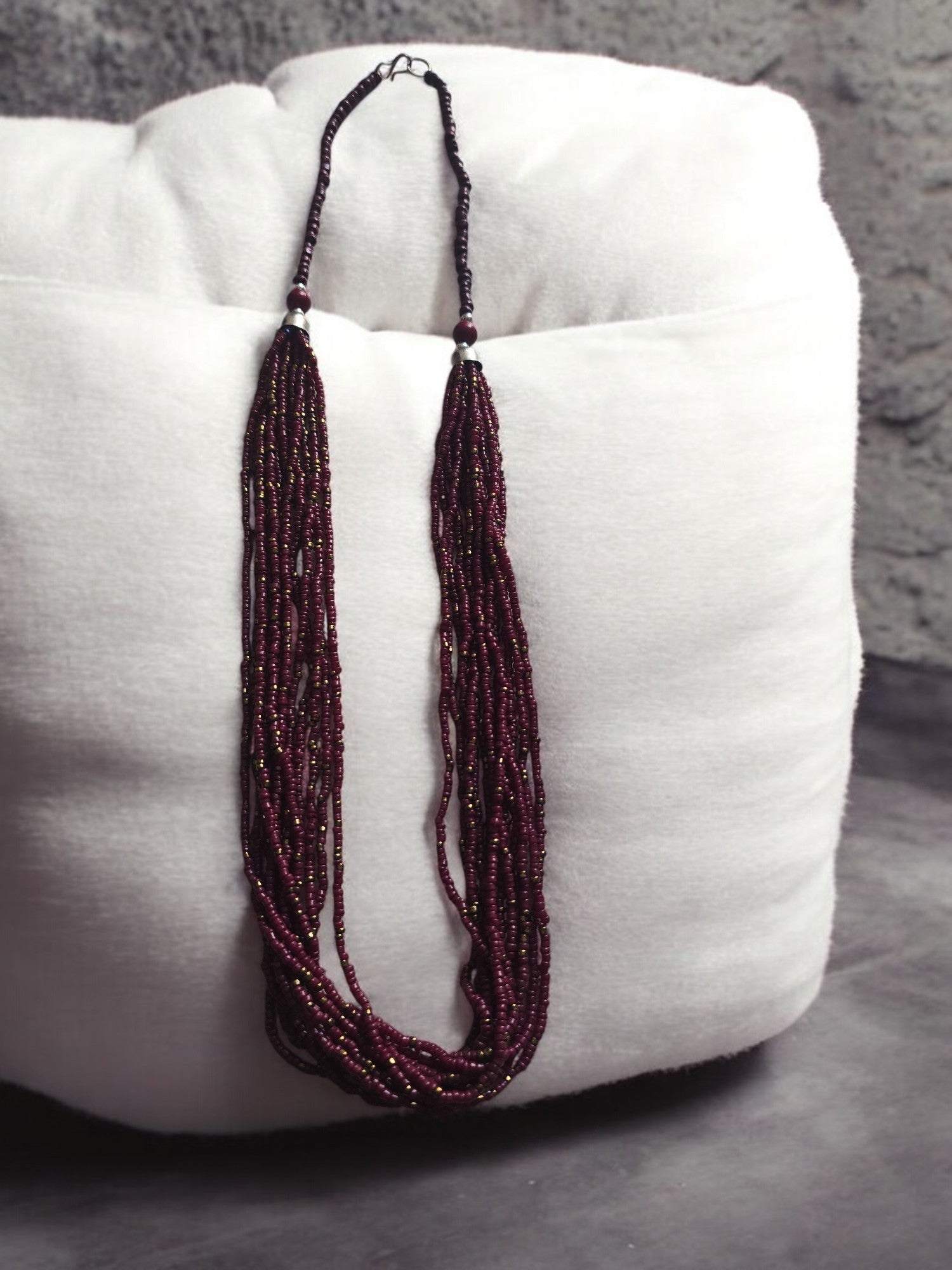 Handmade 12 Layered Long Beaded Necklace & Set - 5 Colours Available