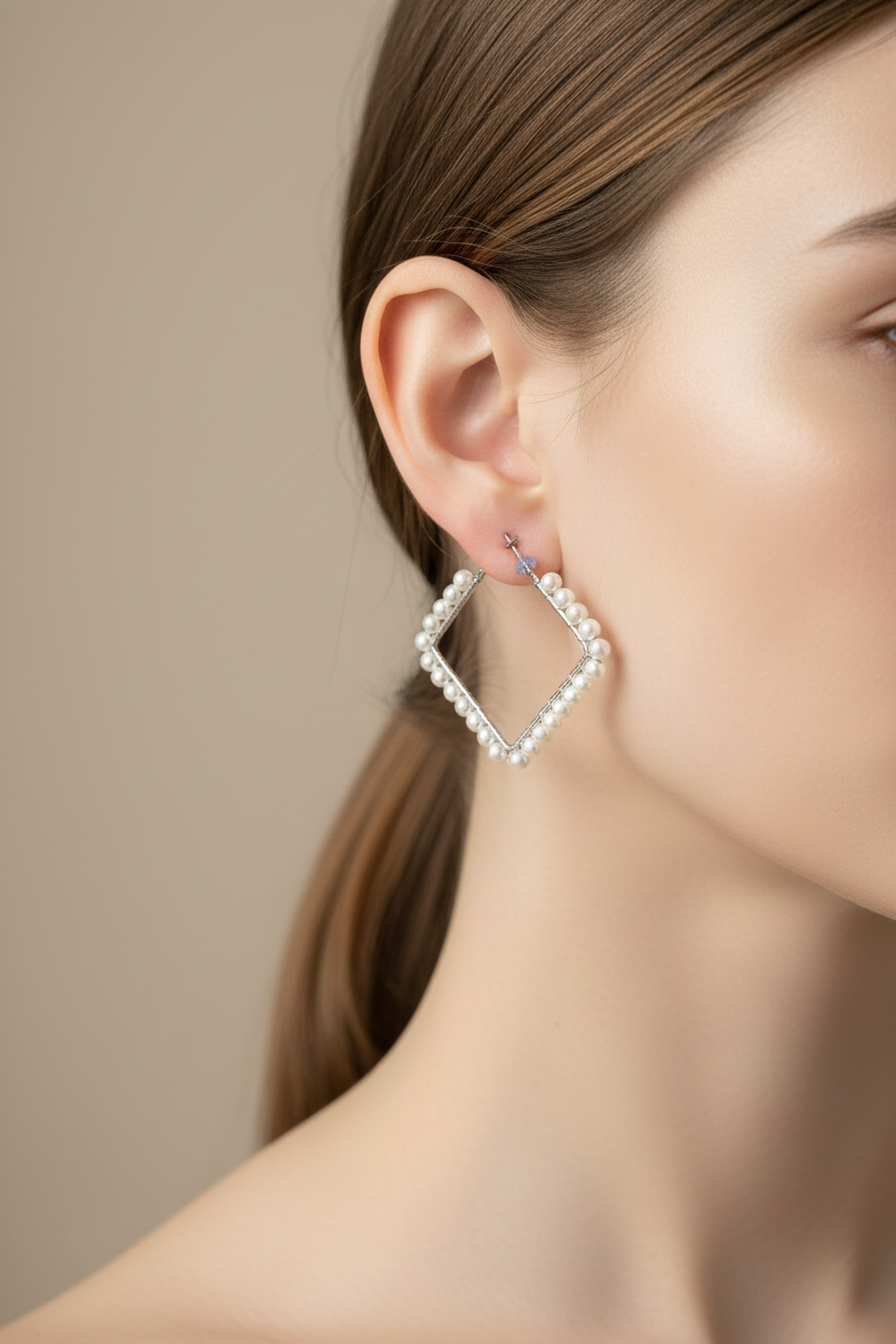 Pearl Elegance Statement Hoops