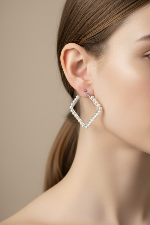 Pearl Elegance Statement Hoops