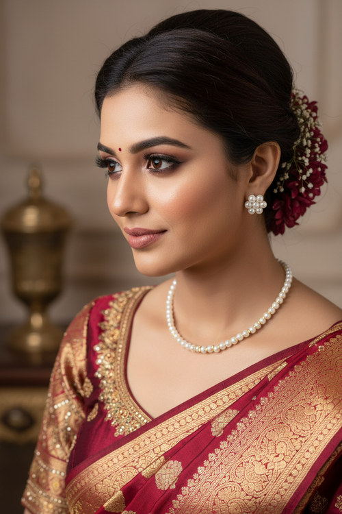 Sunehari Small Pearl White Necklace Set
