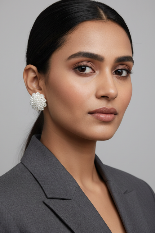 Luxe Pearl  Statement Handmade Stud Earrings