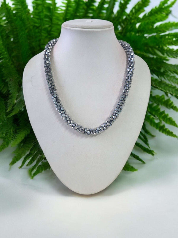 Silver Stardust Handmade Crystal Beaded Necklace
