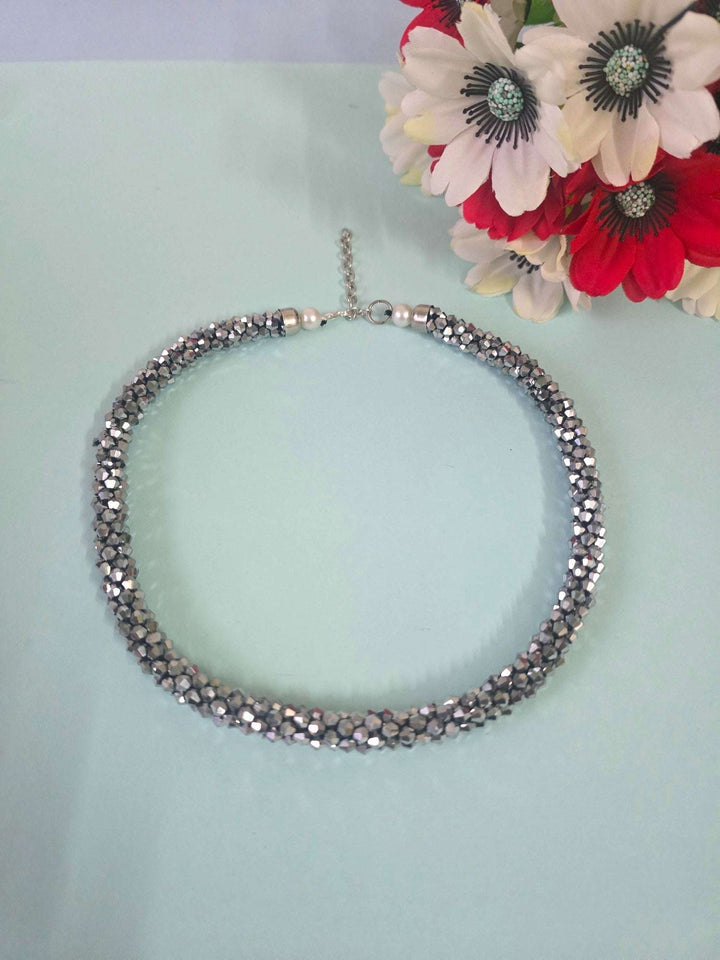 Silver Stardust Handmade Crystal Beaded Necklace