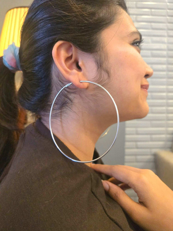 Oversized Lustrous Orbit Stainless Steel Anti Tarnish Statement Hoop Earrings