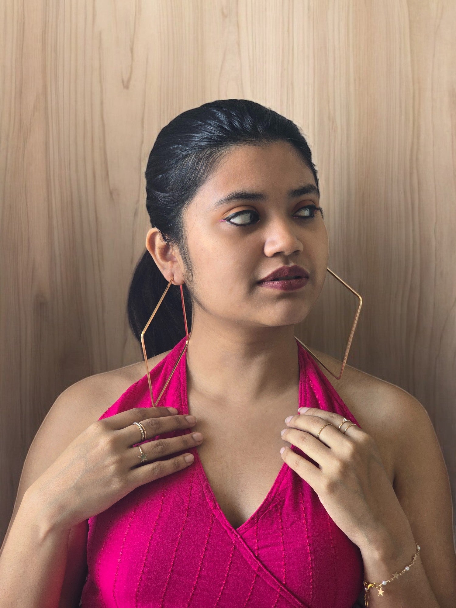 Oversized Sqaure Silver Chic Stainless Steel Statement Earrings
