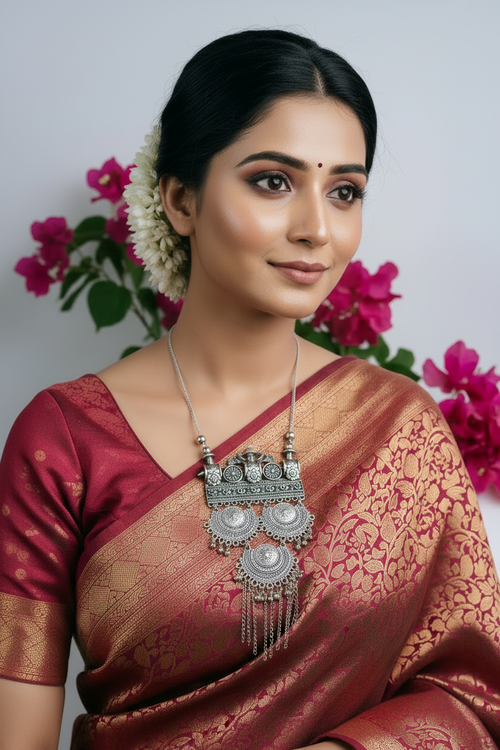 Sovereign Silver Tapestry Oxidized Set with Matching Earrings