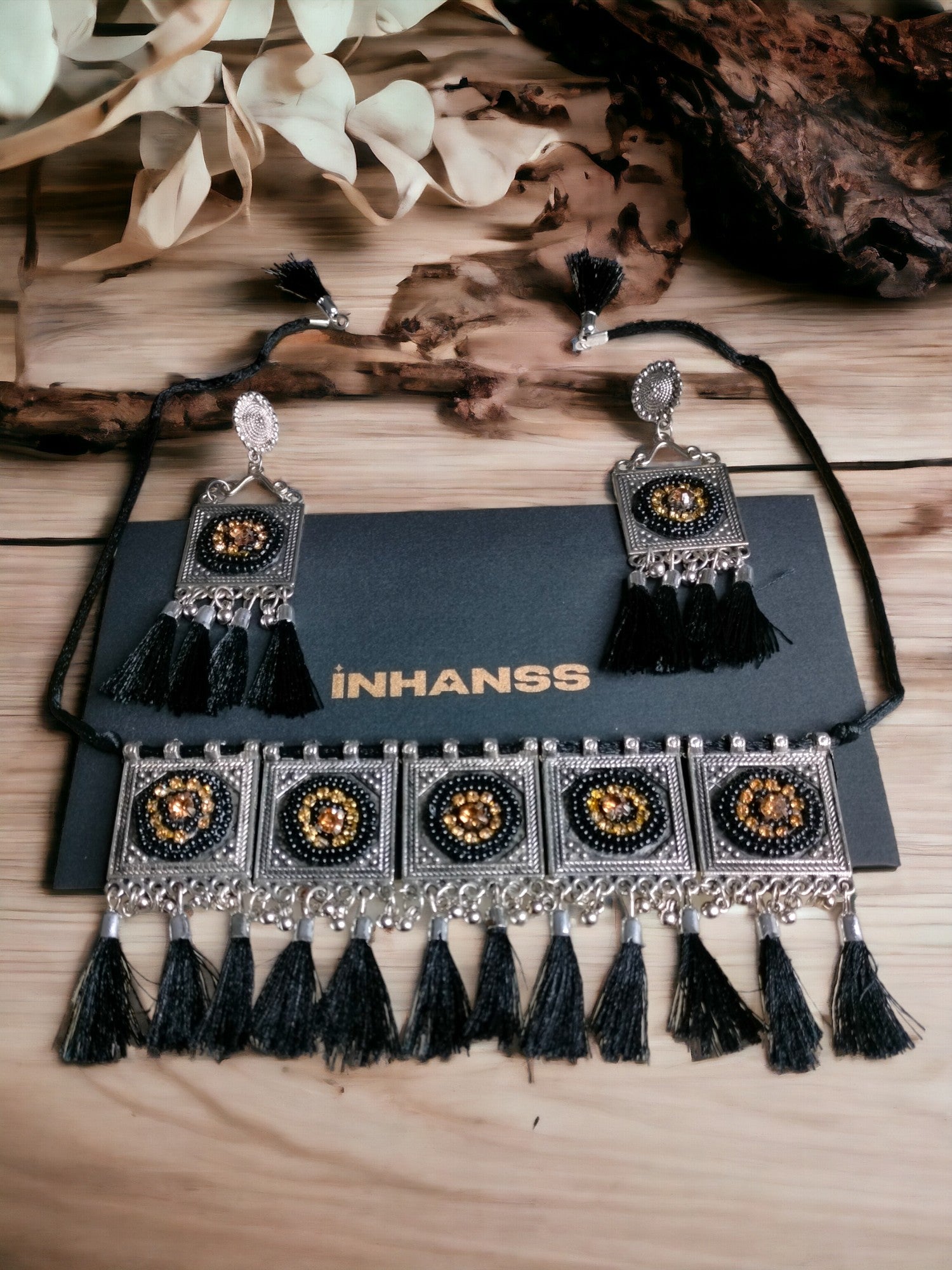 Rivaaza Oxidized Choker Set - 4 Colours Available