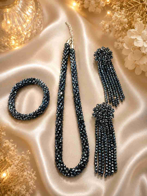 Navy Blue Elegance 3-Piece Jewelry Set