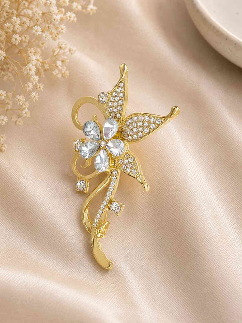 Golden Crystal Petal Brooch