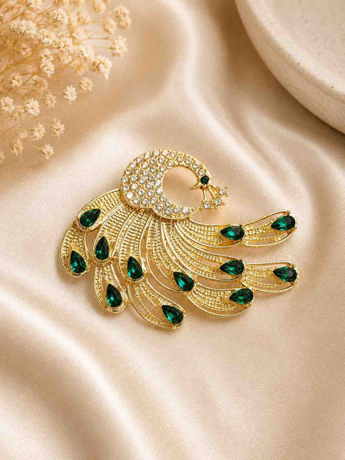 Royal Emerald Peacock Brooch