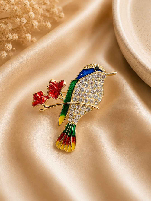 Colorful Hummingbird Crystal Brooch