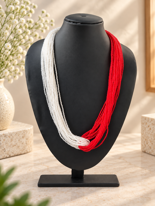 The Contrast Twist – Multi-Layer Bead Necklace