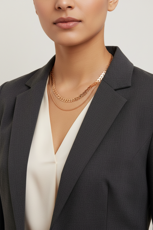 Viral Luxe Layers -Handmade Gold Look Double Chain Choker