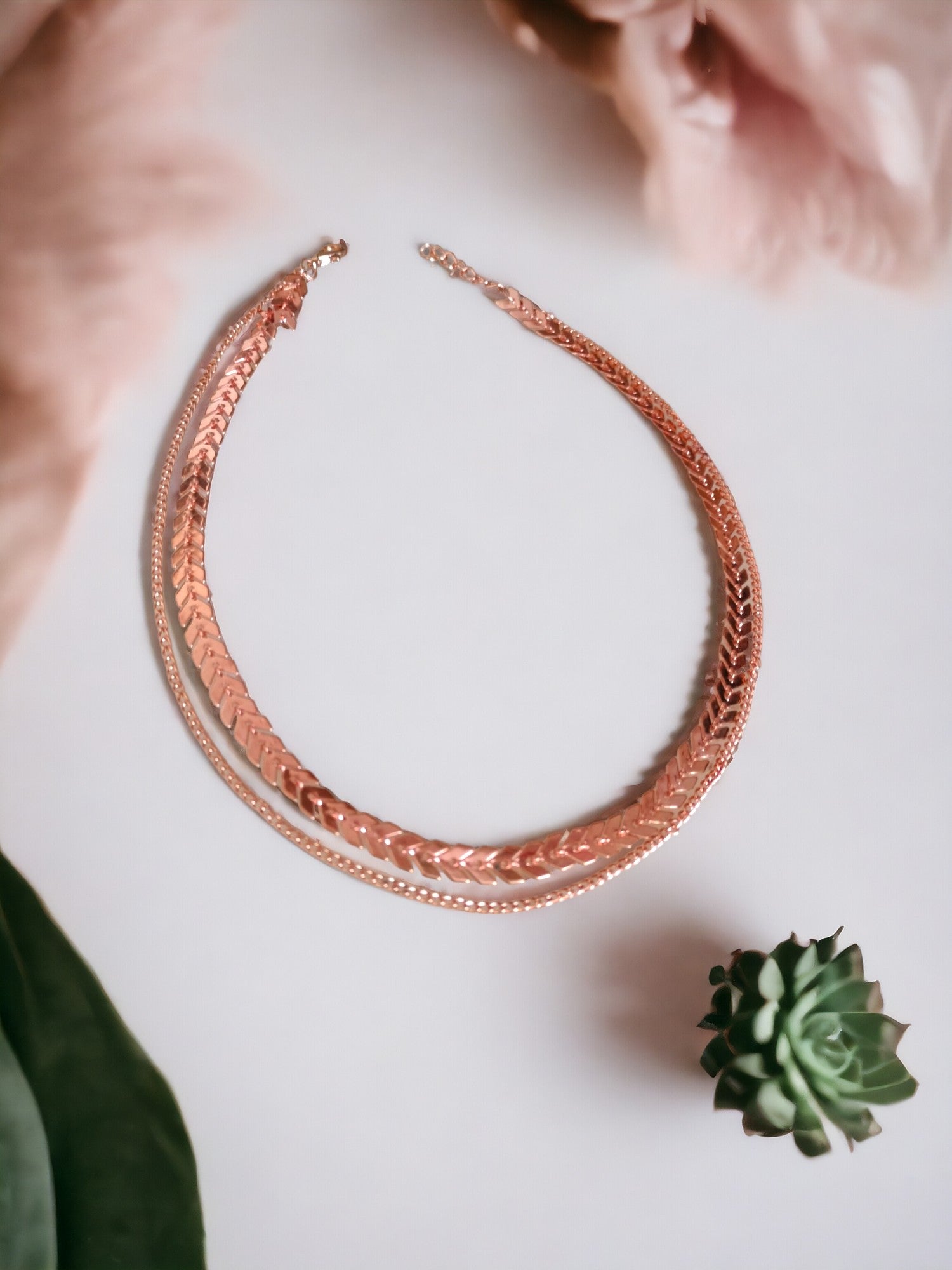Luxe Layers -Handmade Gold Look Double Chain Choker