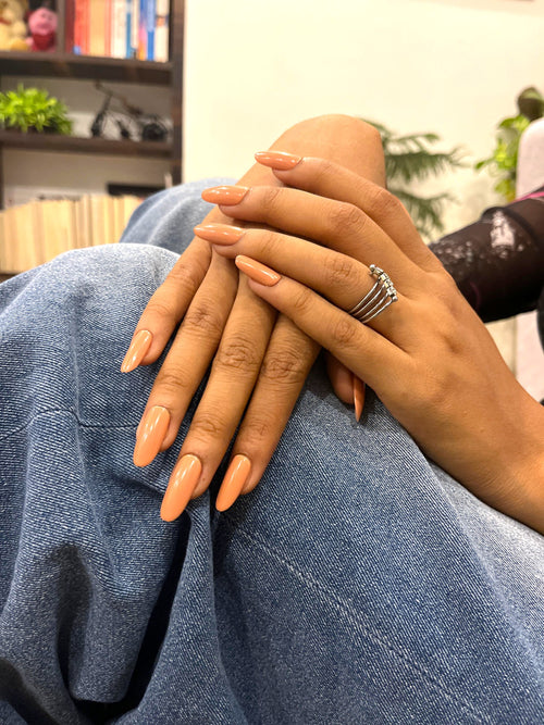 Handmade Reusable Premium Press on With Nail Tabs : Nudy Brown