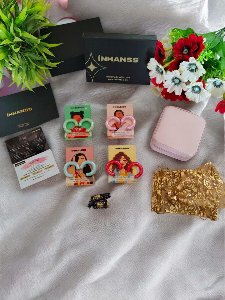 Vibrance Loop Rakhi Hamper – Set of 4 Bold Hoops