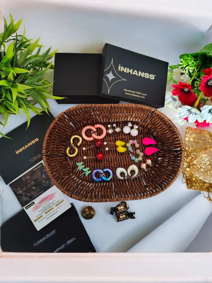 Colour Bomb – 12 Statement Earrings Rakhi Gift Box -(For Daily Pop, Party Looks & Insta-Ready Vibes)