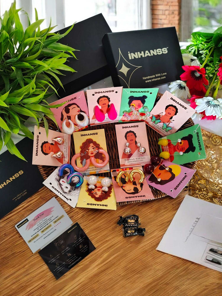 Colour Bomb – 12 Statement Earrings Rakhi Gift Box -(For Daily Pop, Party Looks & Insta-Ready Vibes)
