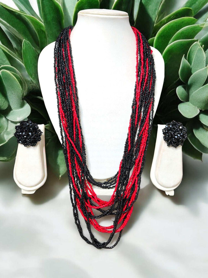Multilayered Long Dual Beaded Necklace Set -2 Variants