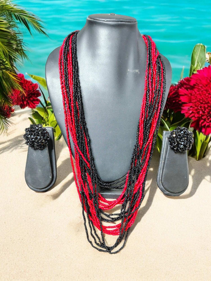 Multilayered Long Dual Beaded Necklace Set -2 Variants
