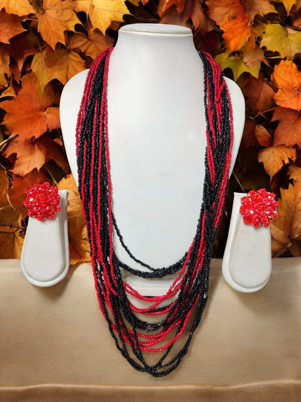 Multilayered Long Dual Beaded Necklace Set -2 Variants