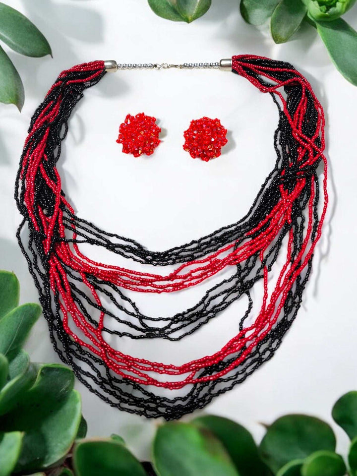 Multilayered Long Dual Beaded Necklace Set -2 Variants