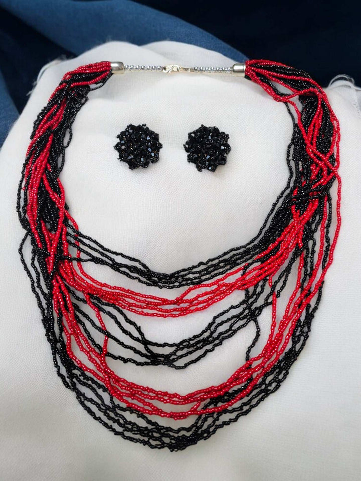 Multilayered Long Dual Beaded Necklace Set -2 Variants