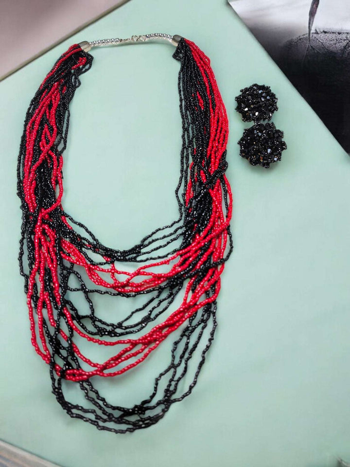 Multilayered Long Dual Beaded Necklace Set -2 Variants